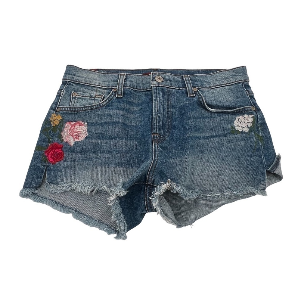 7 For All Mankind Floral Embroidered Cut Off Jean Shorts Size 27 Women’s